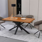 Hectarul - Masa de dining maro 160 cm din MDF furniruit si metal Doriane